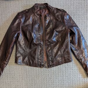 Ana's Faux Warm Brown Leather Women's Jacket